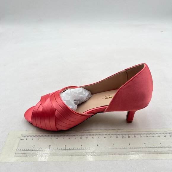 XYD Pink Peep Toe Pumps Satin Crisscross Strap Low Heels Slip On D'Orsay Shoes - Picture 2 of 8